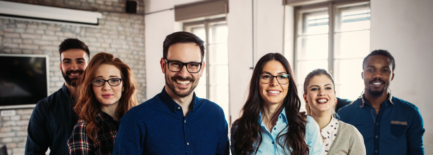 Business team standing in office