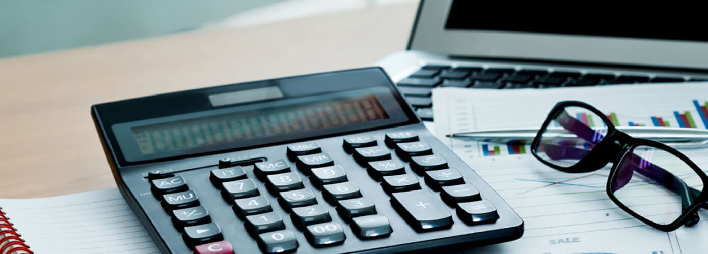 Calculator sitting on desktop