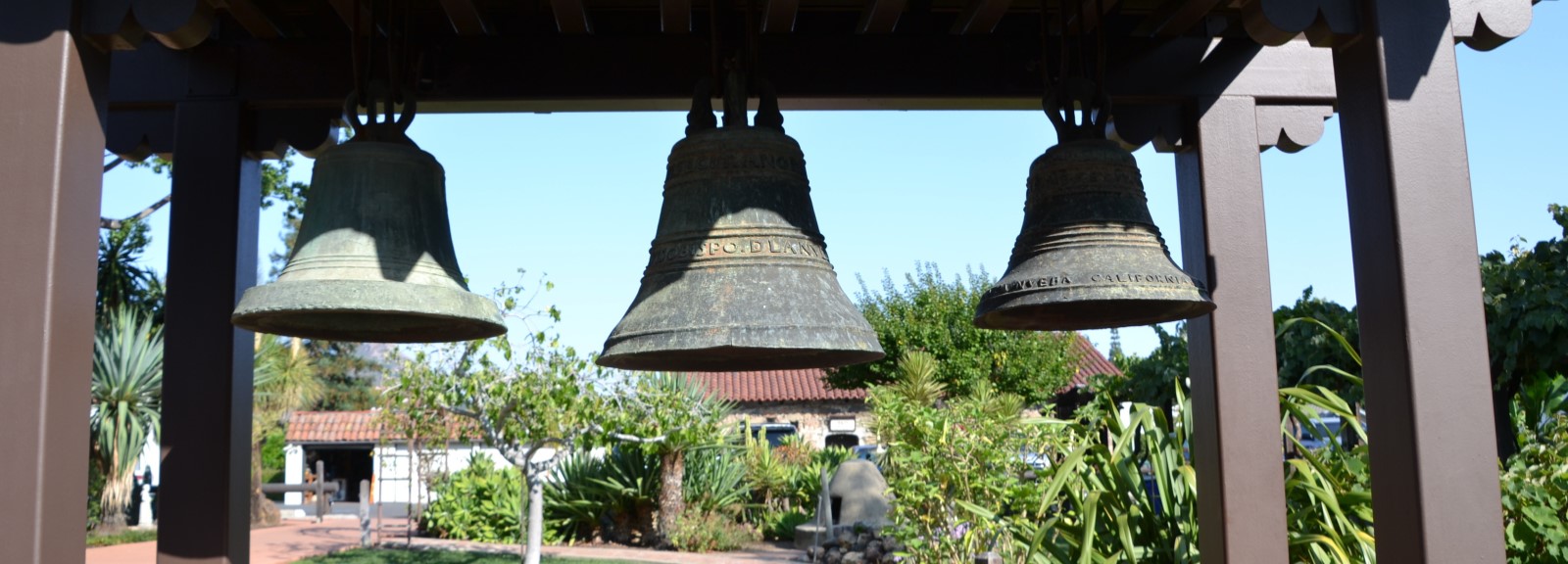 Three bells outside the mission at San Luis Obispo, CA